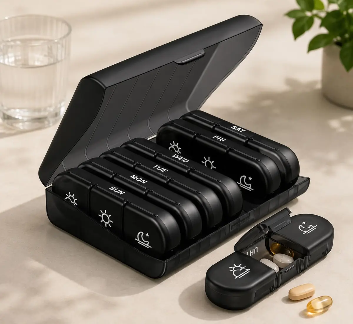 Porta Comprimidos Organizador Semanal de 7 Dias com 3 Compartimentos por Dia, Caixa Portátil para Remédios e Vitaminas, Estojo de Viagem com Compartimentos Grandes – Qualidade Premium LNMAX® - 1