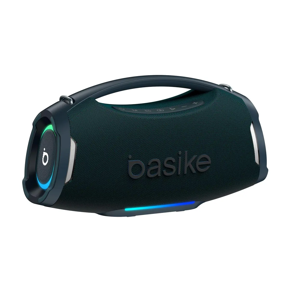Basike Caixa de Som Estéreo Sem Fio, Boombox 200W, Bluetooth, Azul | Bateria 18000mAh, IPX6 À Prova de Água, Luz RGB, Equalizador, TWS, Graves Reforçados, Áudio Lossless, Festa, Viagem, Piscina