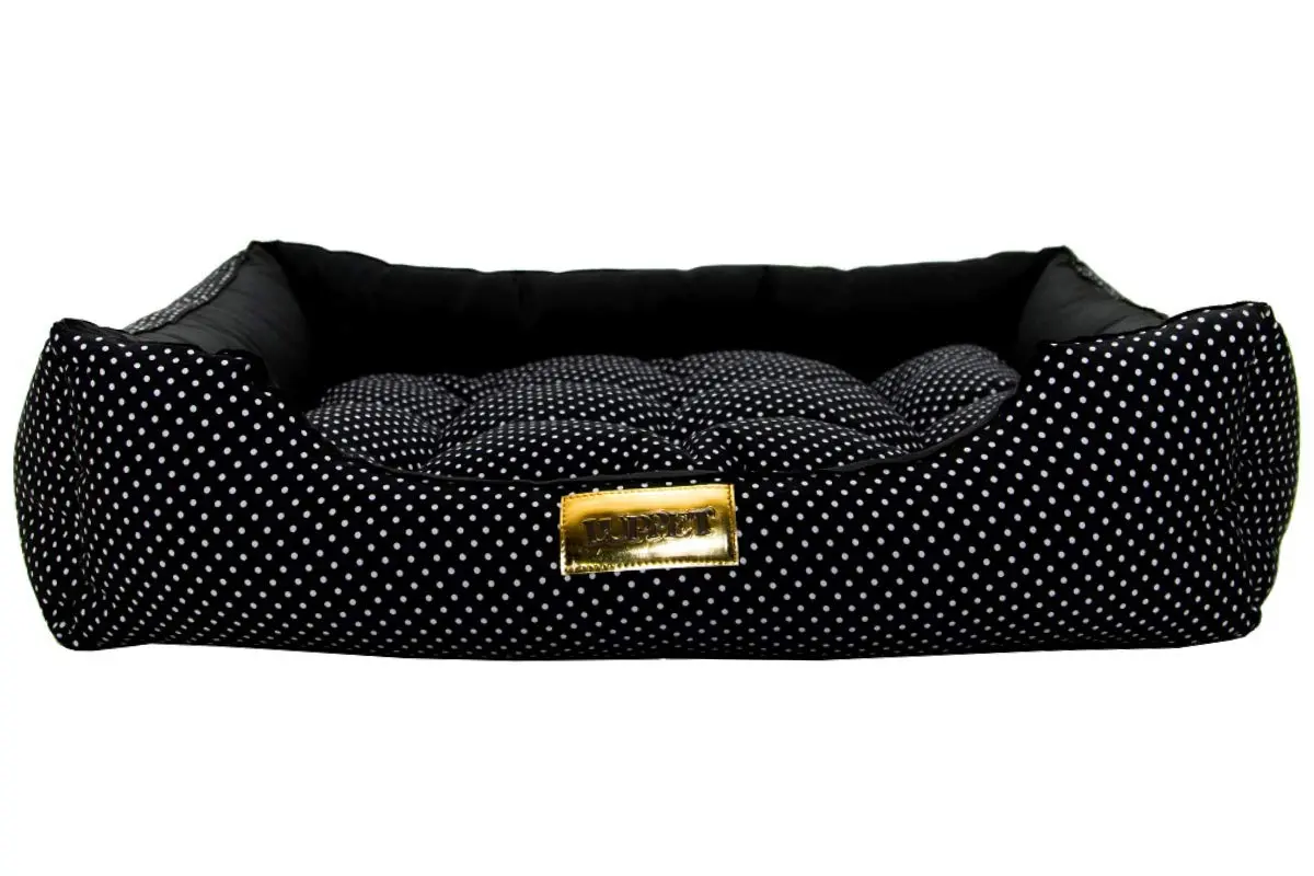 Luppet Cama Com Colchão Removivel Para Cachorro Ou Gato Até 10Kg Preto Com Poa G