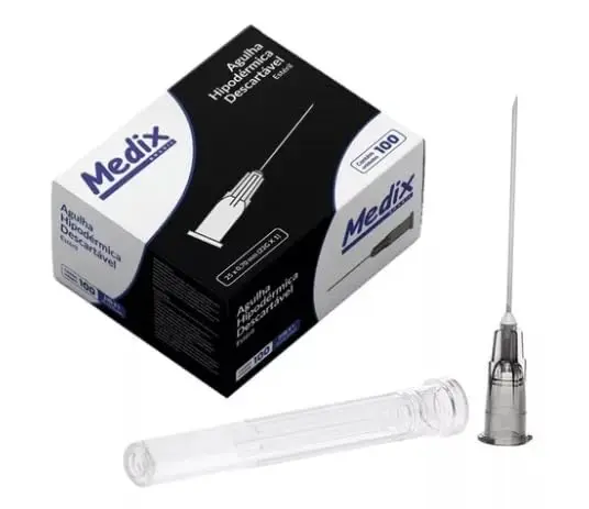 Agulha Hipodérmica Descartável 25x0,70mm Medix Cx C/100 Unidades