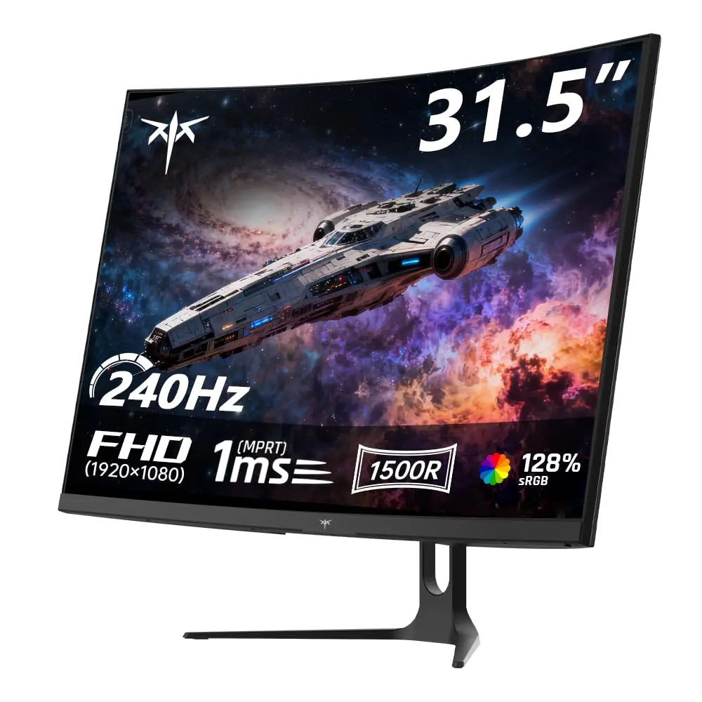 Monitor Gamer Curvo KTC 32", VA 1500R FHD (1920 x 1080), 240Hz, Contraste 3500:1, HDR10, 1ms, sRGB 128%, Alto Brilho, AMD FreeSync Premium e NVIDIA G-SYNC, HDMI, DisplayPort, H32C5
