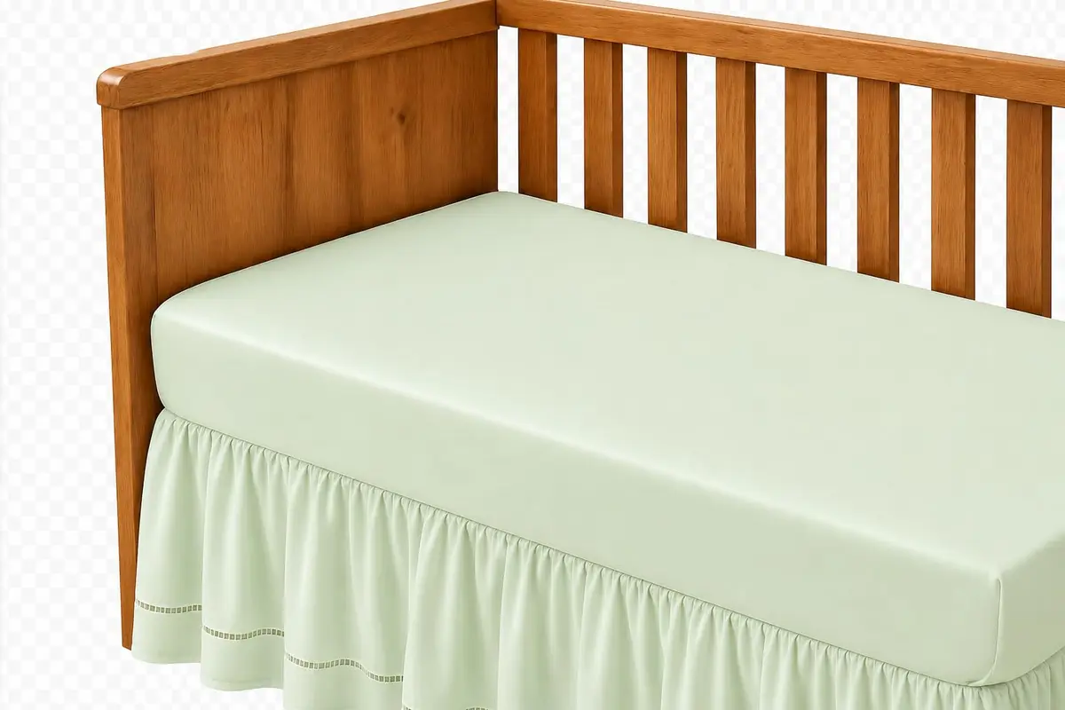 Lençol de Berço com Elástico Percal 200 Fios de Algodão 1,30x70cm (Verde)