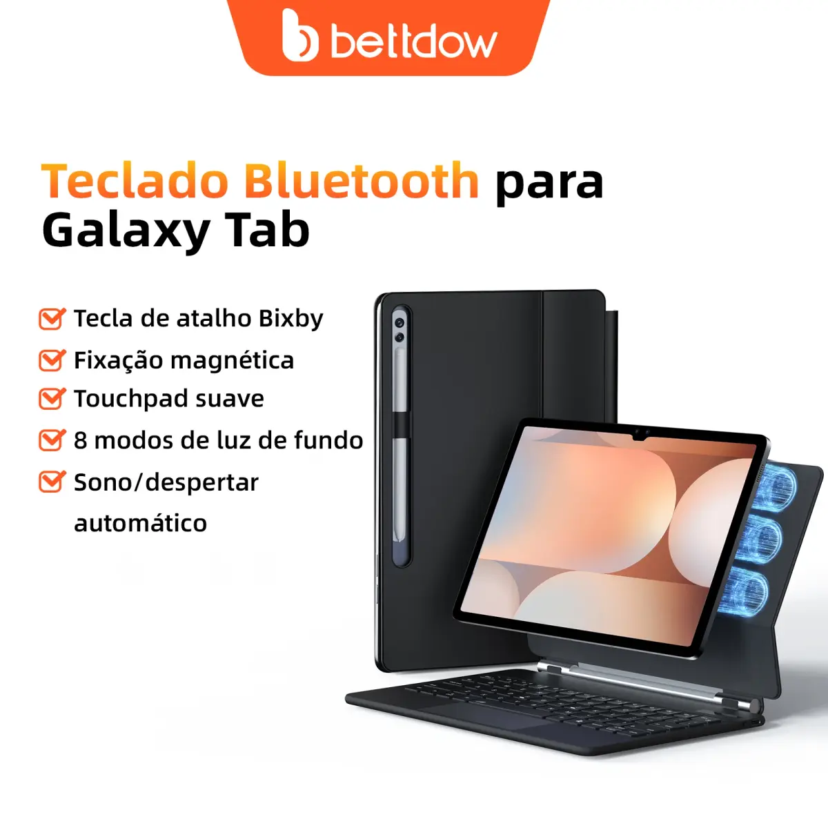 Teclado mágico Bettdow para Samsung Galaxy Tab S11 S10 Plus S10 Lite S9 +/S9/S9 FE/S8/S7 Acesso com um clique para Bixby - 1
