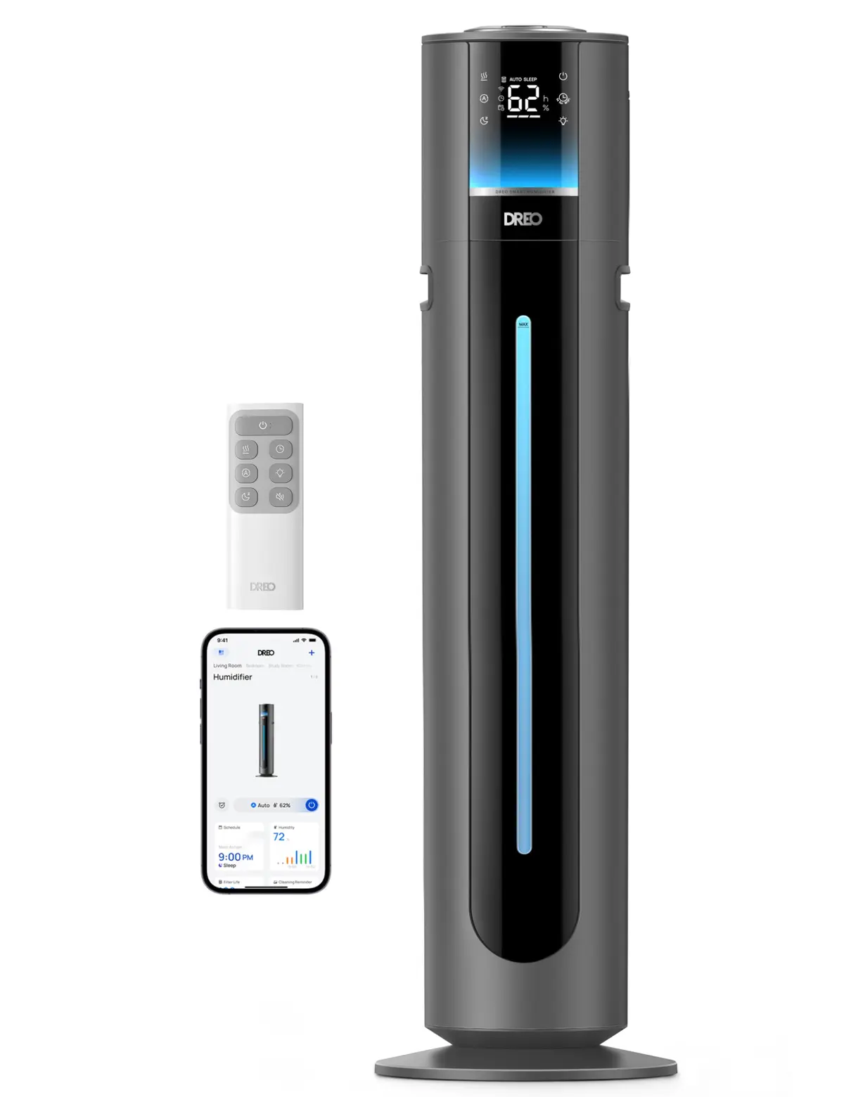 DREO Umidificador inteligente 11L 747S para grandes espaços 200 m² 100 horas umidificador de névoa fria para quarto 21dB enchimento superior tecnologia de tanque limpo - 1