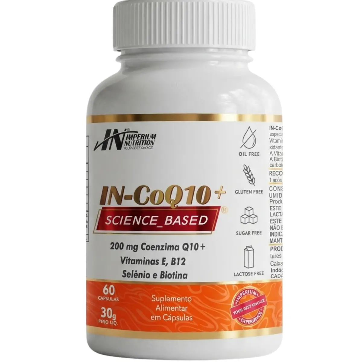 Coenzima Q10 200 mg, Vitaminas E, B12, Selênio e Biotina) Máxima Absorção: 60 Cápsulas - IN-CoQ10+ Ativos Imperium Nutrition