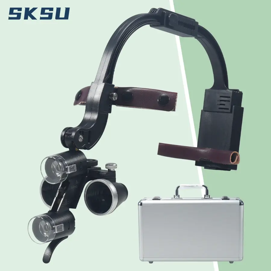 Lupa dental binocular ampliação 2.5x 3.5x bateria única com luz led farol cirúrgico para lâmpada médica dentista