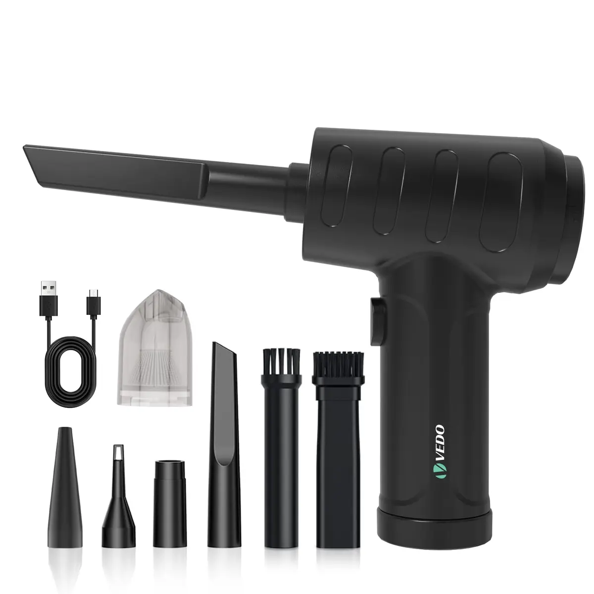 Soprador de Ar para PC, Aspirador de Pó Sem Fio Portátil Limpeza de Carro Escritório Automotiva Multifuncional Bateria Alta Capacidade Motor 6000mha Recarregável USB Vacuum Cleaner (kit 1) - 1