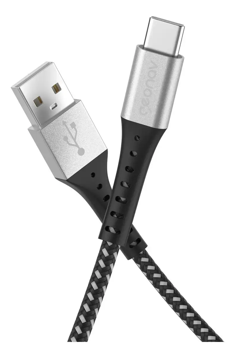 Cabo Usb-a Para Usb-c 1,2m Nylon Trançado Preto Geonav - 1