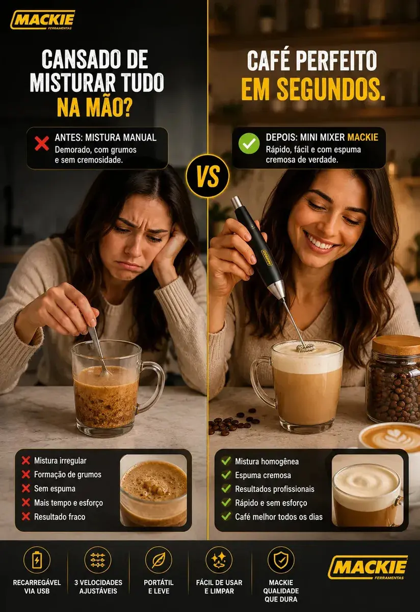 Mini Mixer Elétrico Portátil Misturador De Bebidas Café Leite Cappuccino Whey Protein Shake Ovos Espumador Batedor Fouet Inox Compacto Cozinha Drinks Mackie Ferramentas thumbnail 3