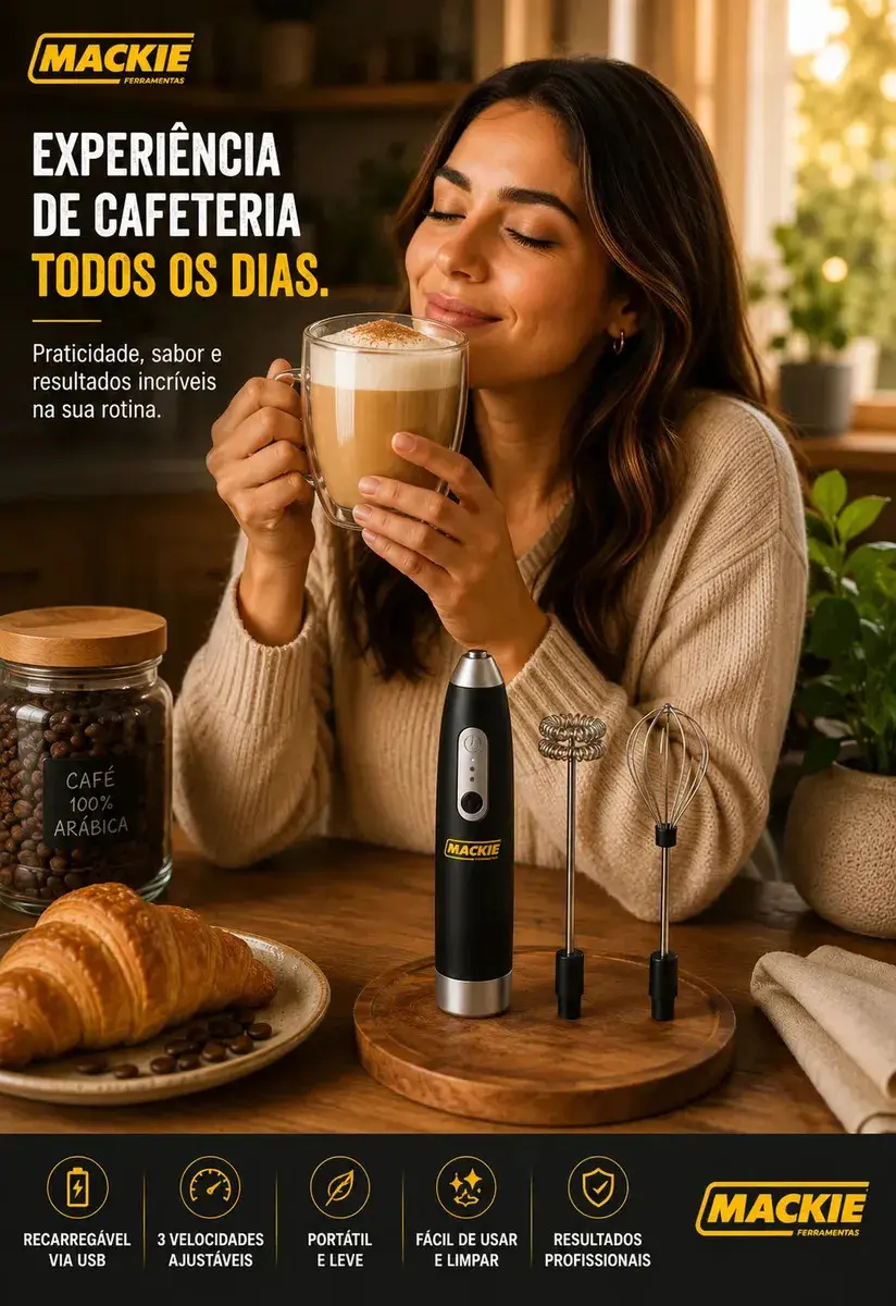 Mini Mixer Elétrico Portátil Misturador De Bebidas Café Leite Cappuccino Whey Protein Shake Ovos Espumador Batedor Fouet Inox Compacto Cozinha Drinks Mackie Ferramentas thumbnail 4