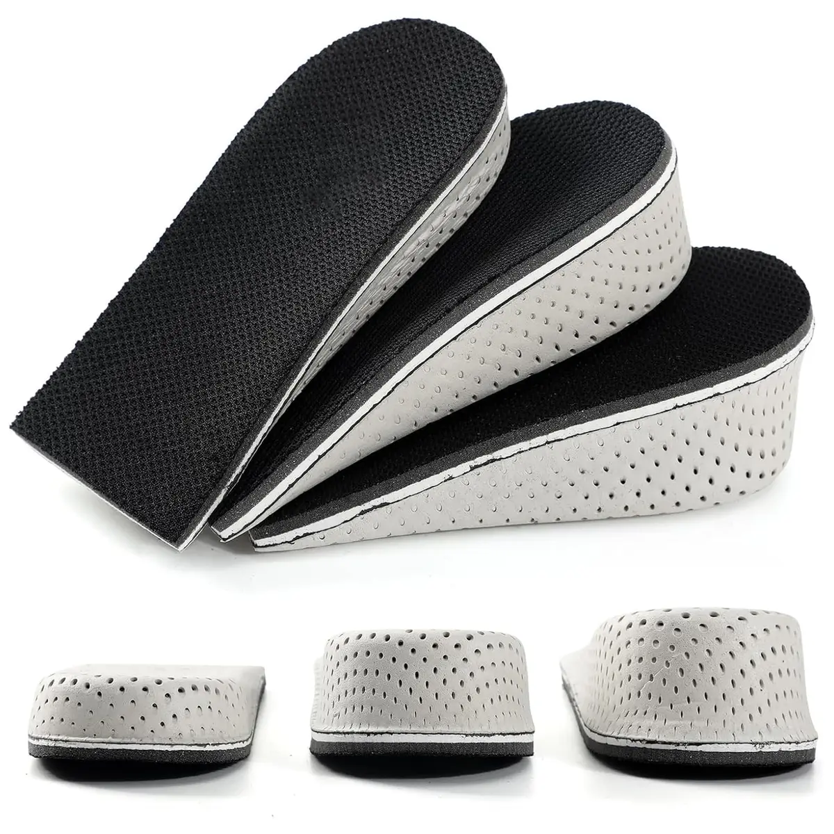 3 Par Palmilha Altura, GODREAM Palmilha Aumento de Altura em 2, 3 e 4 cm, Palmilhas Elevadora Invisíveis para Aumentar Estaltura, Anti Impacto, Palmilhas de Altura Tenis para Homens e Mulheres