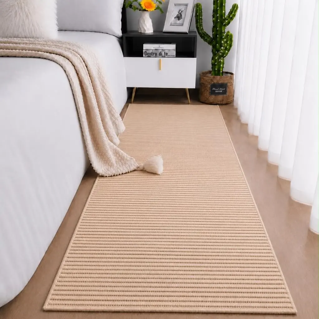 Tapete Passadeira Antiderrapante 2M x 65Cm Emborrachado Premium Corredor Cozinha Quarto Luxo Palha - 1