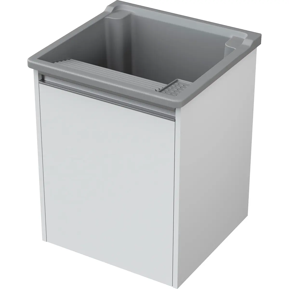 Tanque de Lavanderia 26l Plastico + Gabinete MDF Suspenso de Parede Pequeno (Cinza)