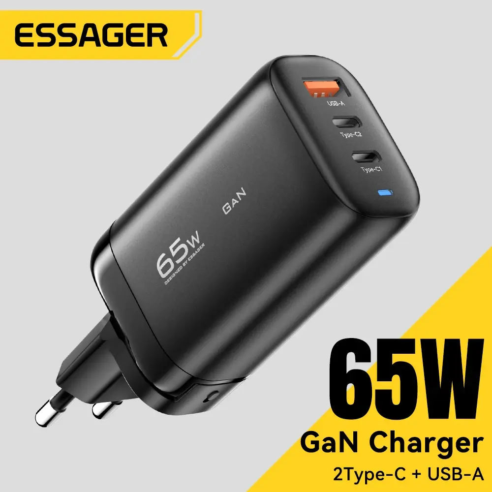 Essager 65w gan usb tipo c carregador para portátil pps 45w 25 carga rápida para samsung qc3.0 pd3.0 para iphone14 13 pro telefone chagers