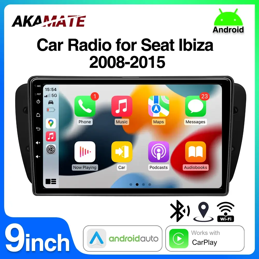 Rádio do carro de 9 polegadas para seat ibiza 2008-2015 carro auto estéreo multimídia player sem fio carplay android auto gps bluetooth wifi fm