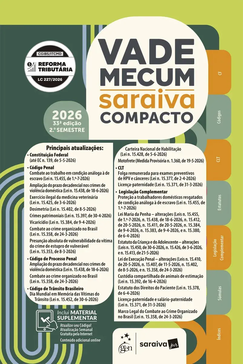 Vade Mecum Saraiva Compacto - 33ª Edição 2026 - Saraiva Jur, Equipe - Grupo GEN - Capa Dura