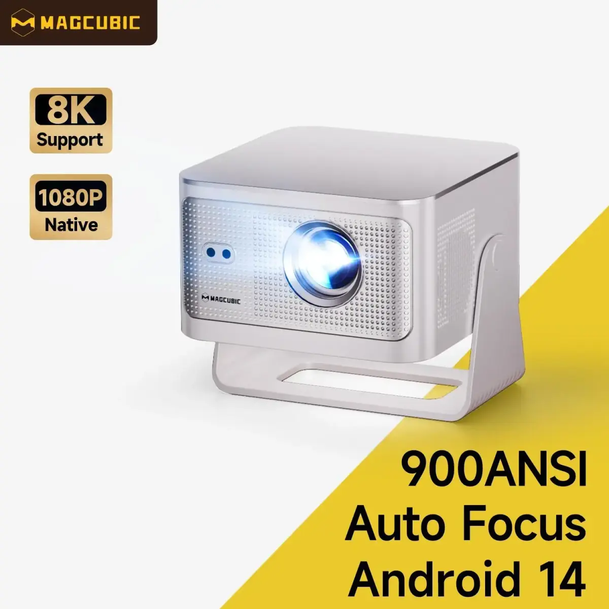 Magcubic foco automático android14 4k projetor 900ansi 8k nativo 1080p hy350max com wifi6 bt5.4 16g allwinner h726 portátil ao ar livre