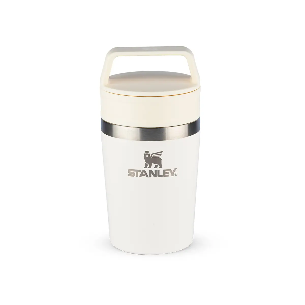 Stanley - Copo de Café Térmico, Caneca de Viagem Café Go com Tampa de Duas Partes Para Beber e Alça de Transporte, Garrafa Térmica de Aço Inoxidável, 236 ml, Cream