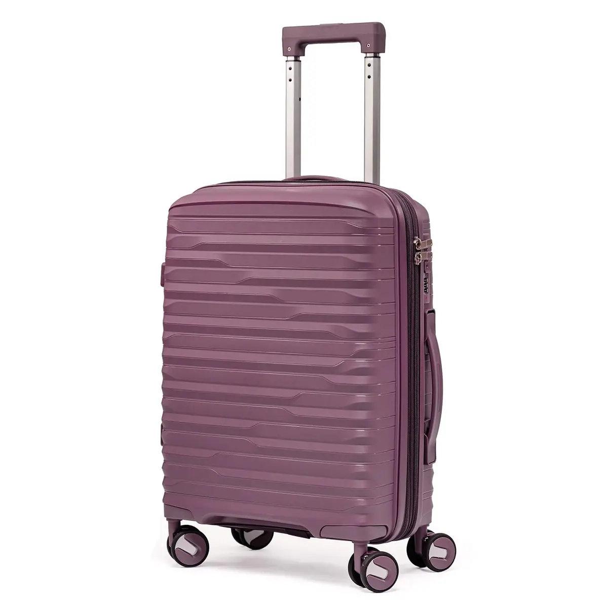 Mala De Bordo 10Kg Polipropileno Viagem Medidas Padrão Anac Mala De Pequena De Mão 4 Rodas Duplas 360° Cadeado Segredo Zíper Antifurto Rígida Leve (ROXO, Pequeno)