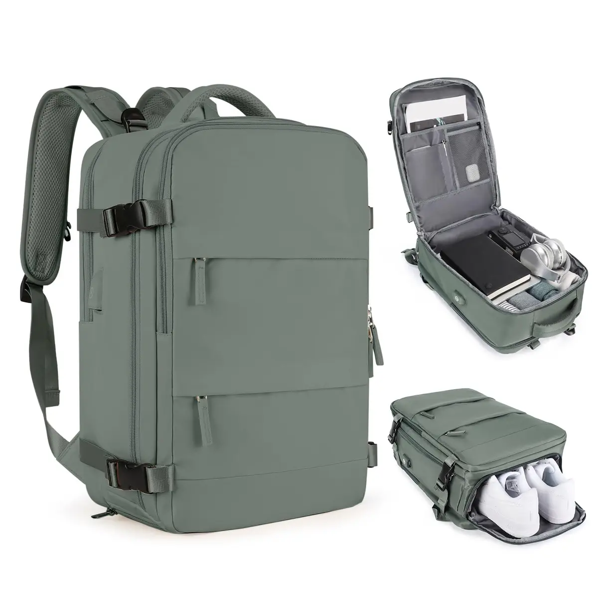 Mochila De Viagem Grande Impermeável, Com Porta Usb, Compartimento Para Sapatos, Bolsa Para Objetos úmidos, Mochila Para Notebook, Mochila Feminina