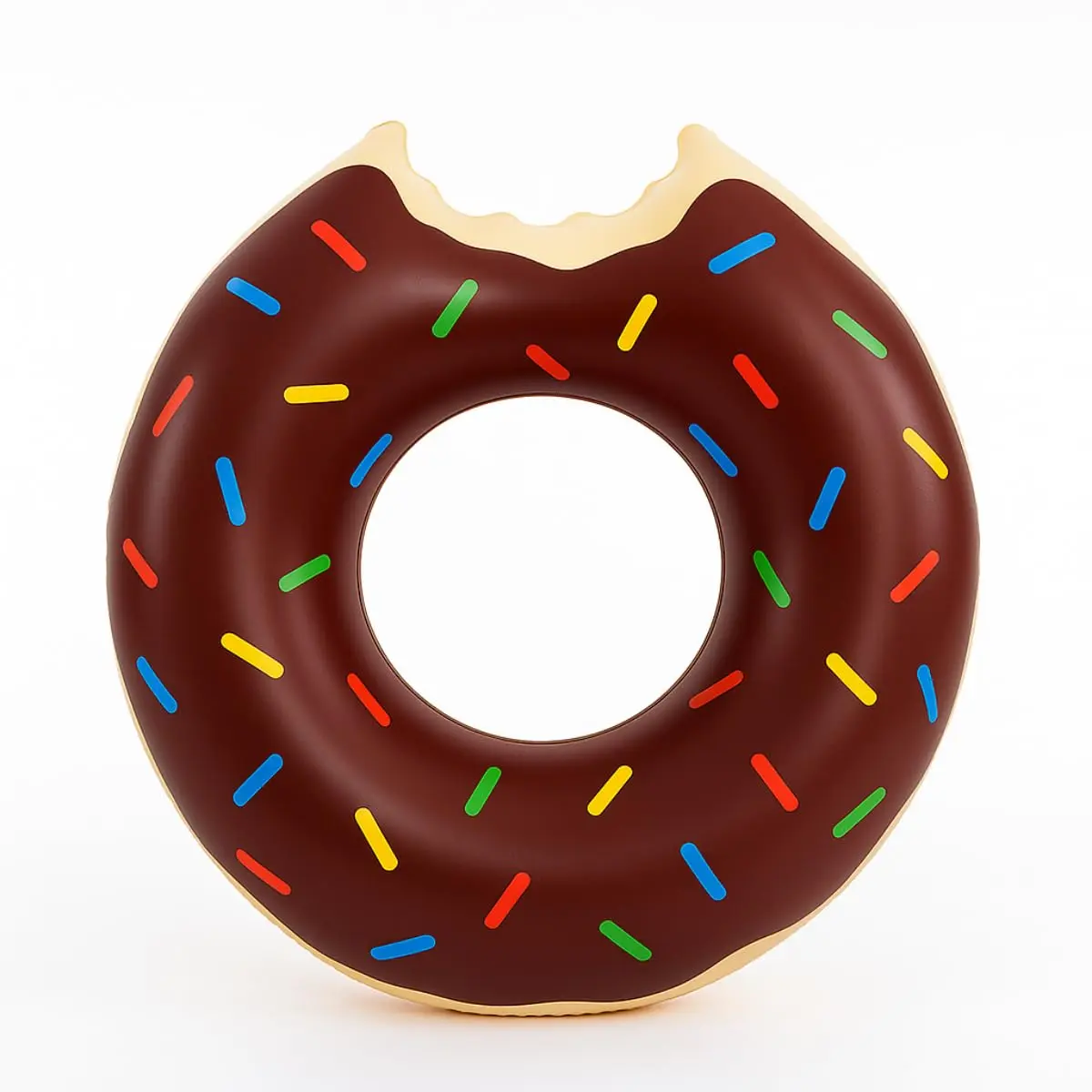 Boia Donuts Inflável 60 cm Rosquinha Mordida Presente para Crianças Piscina Diversão Praia Resistente e Confortável Cintura Instagram Adulto Foto