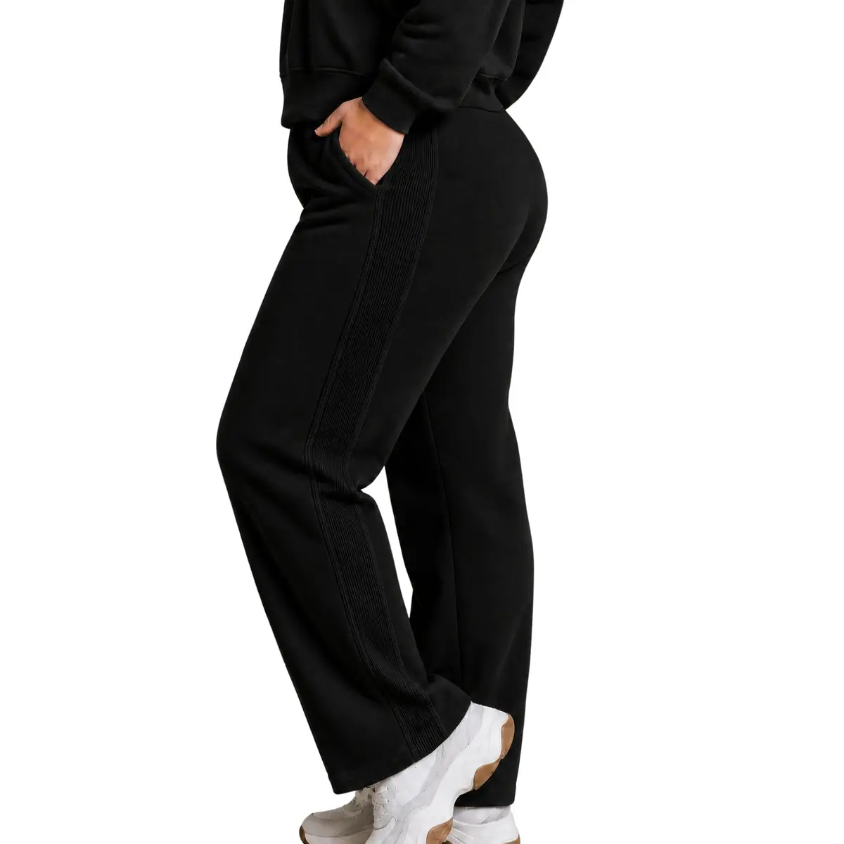 Calça de Moletom Feminina Flanelada Quentinha Style Box com Bolsos em Blend de Algodão Varsity - 1