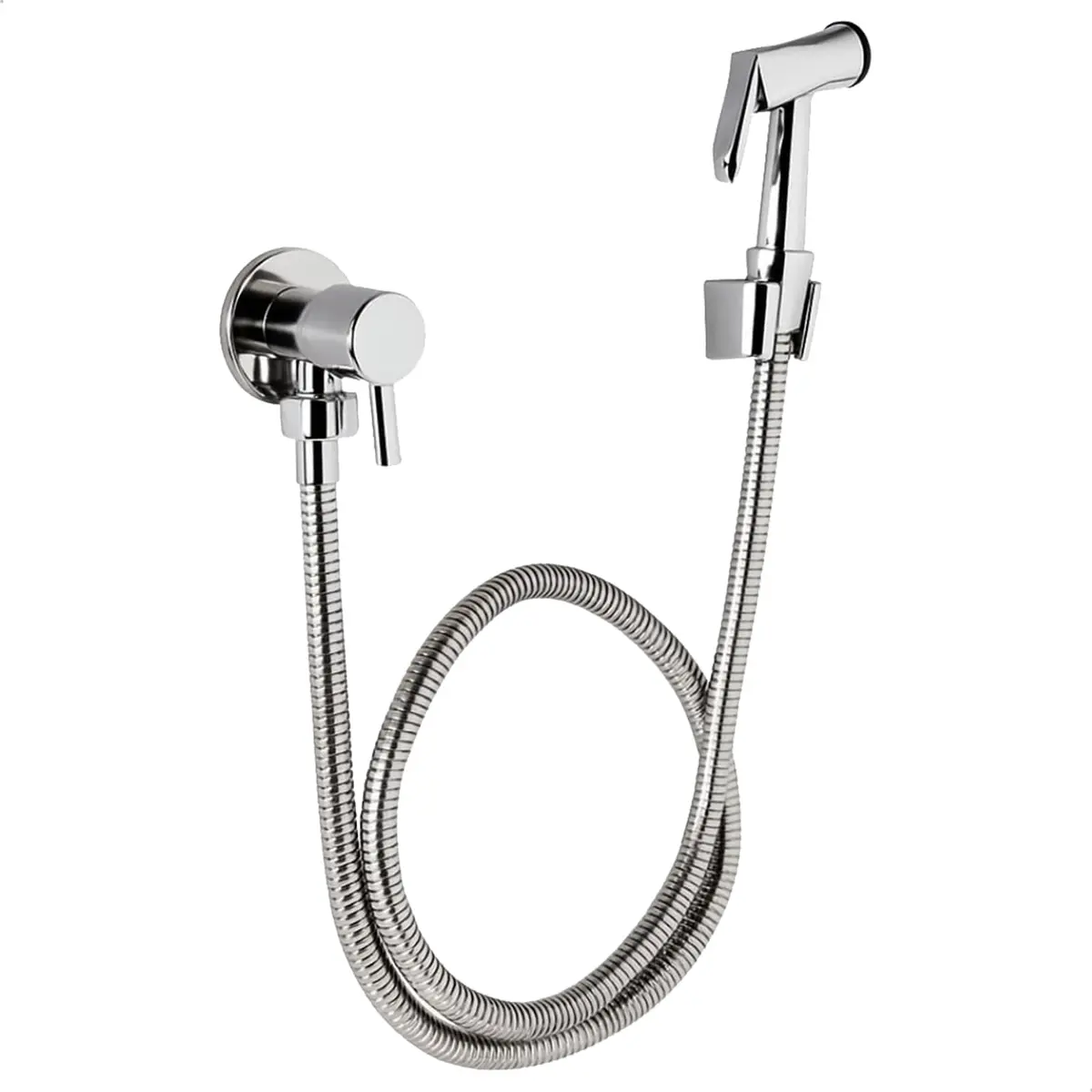 Ducha Higiênica inox Metal 1/4 de Volta Kit Completo com Chuveirinho Válvula de Metal e Suporte para Banheiro Moderno - 1