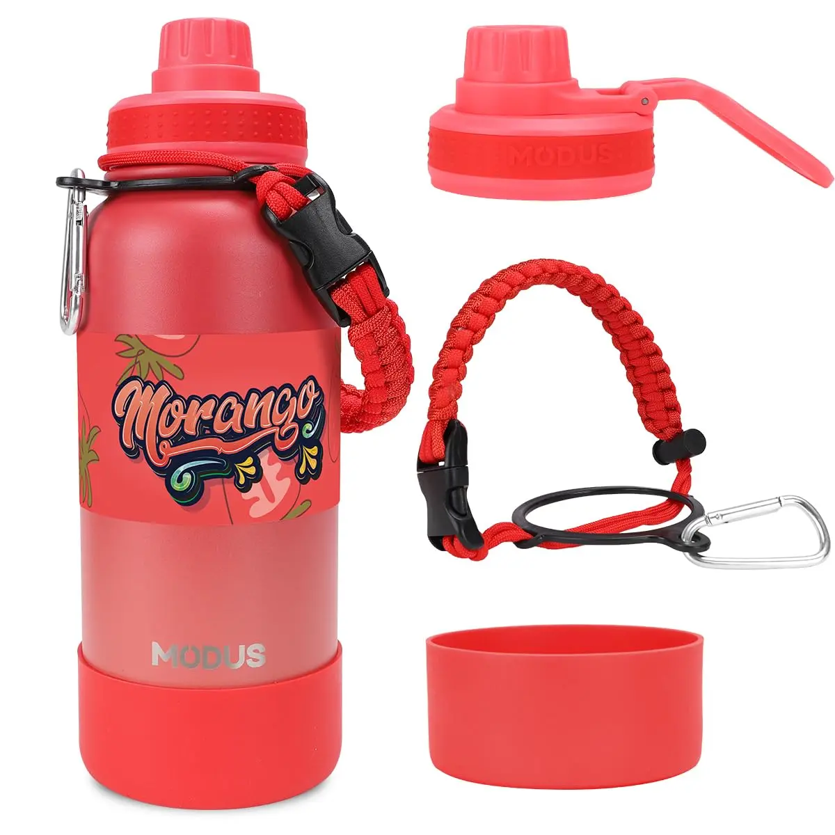 Garrafa Térmica De Água Isolada 950ml De Aço Inox Com Alça | Gradiente Preto a Vermelho
