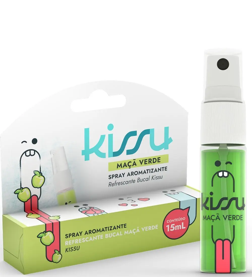 Kissu Spray Bucal Maçã Verde 15ml | Refrescância máxima e hálito puro