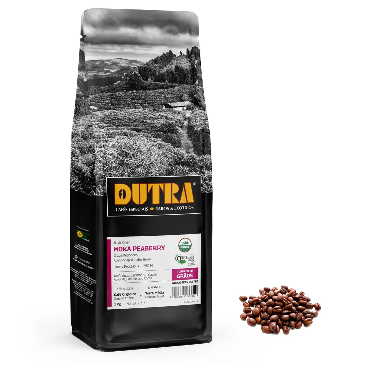 Café Dutra Moka (Peaberry) – Orgânico Microlote – Torrado Em Grãos 1Kg - 1