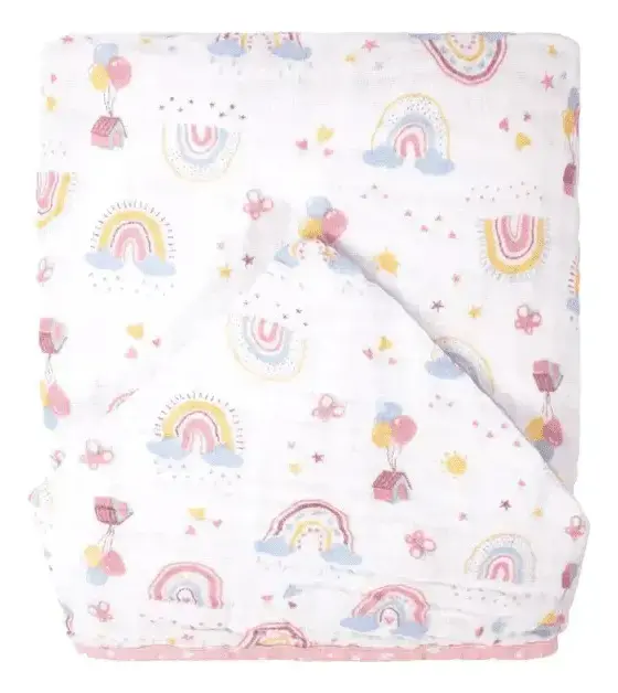 Toalha Com Capuz Bublim Baby Algodão 70x90cm Estampa Arco-íris