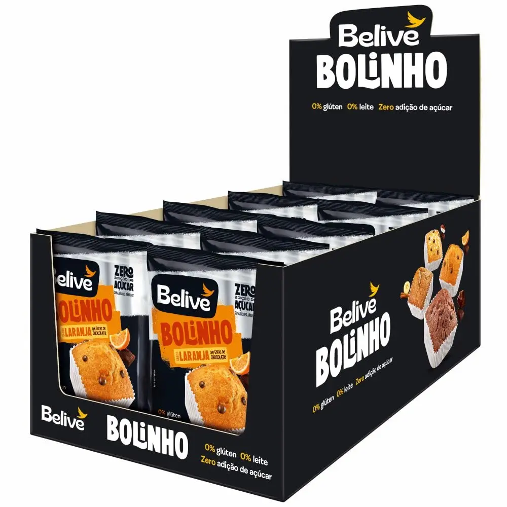 Caixa de Bolinhos de Laranja Sem Açúcar Sem Glúten Sem Leite Belive