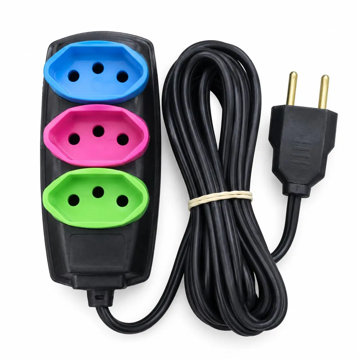 Extensão Elétrica 5m Régua 3 Tomadas 10A Bivolt 110V/220V Cor Sortida | Ideal para notebook, celular, roteador, carregadores, luminária, ventilador e TV pequena - cor sortida