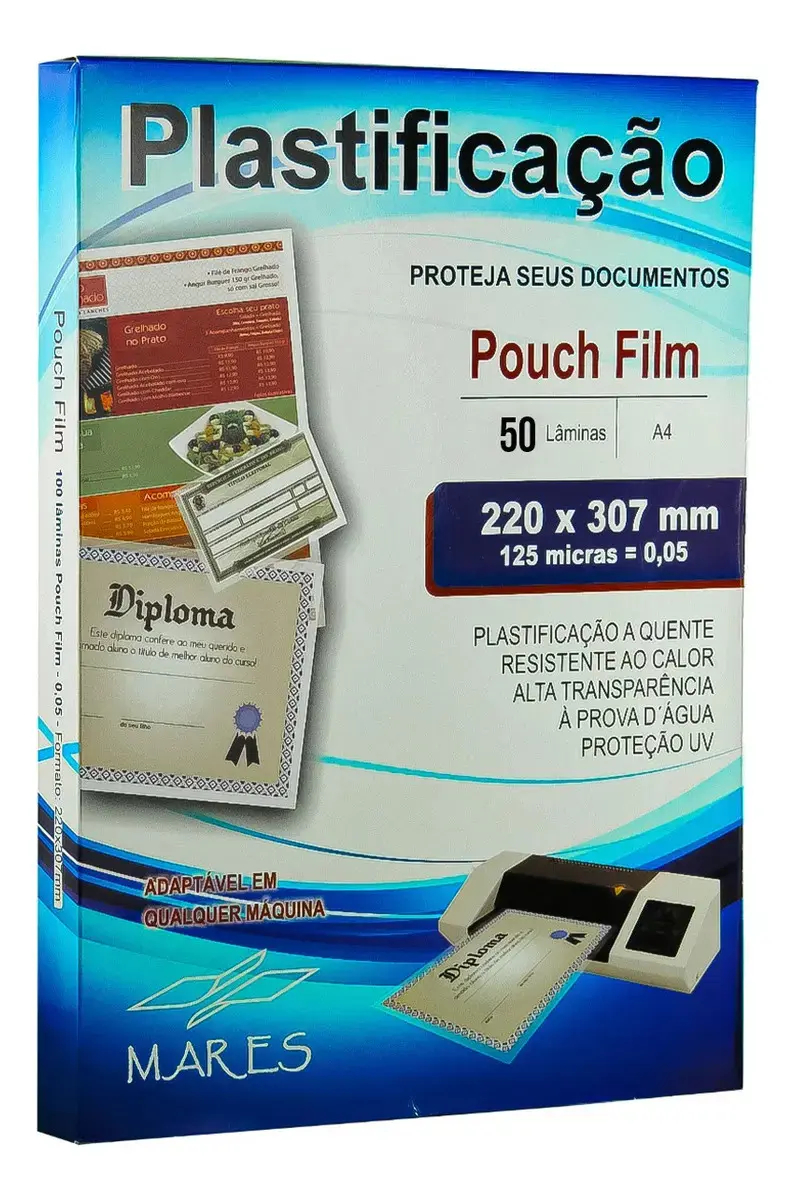 Plástico para Plastificação Mares A4 220x307 125 Micras 50un - 1