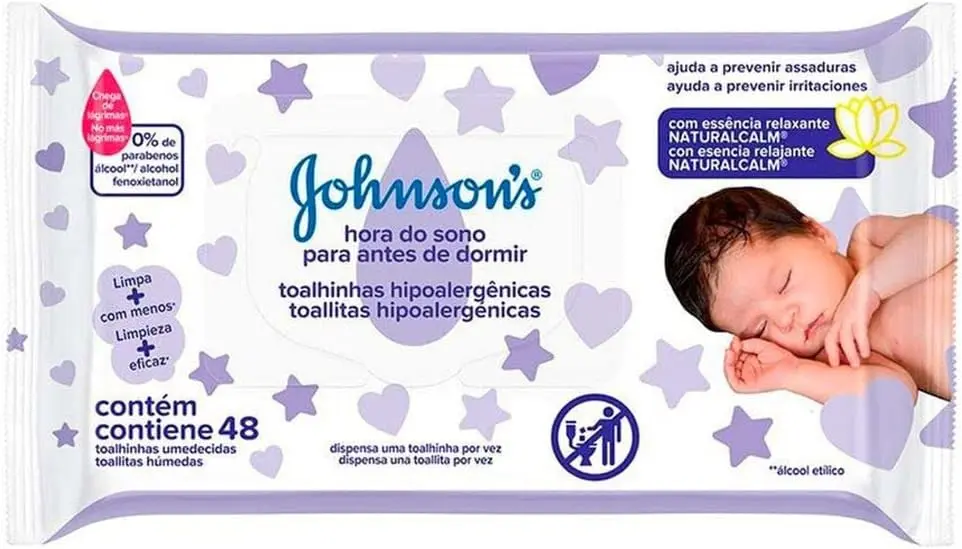 Lenços Umedecidos Johnson's Baby Hora do Sono, 48 Unidades