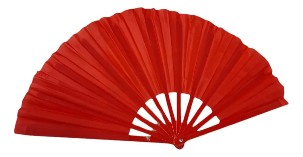 Leque De Mão Grande Taichi Kung Fu Dança Festa Liso 63x34 Cm Cor Vermelho Lisa