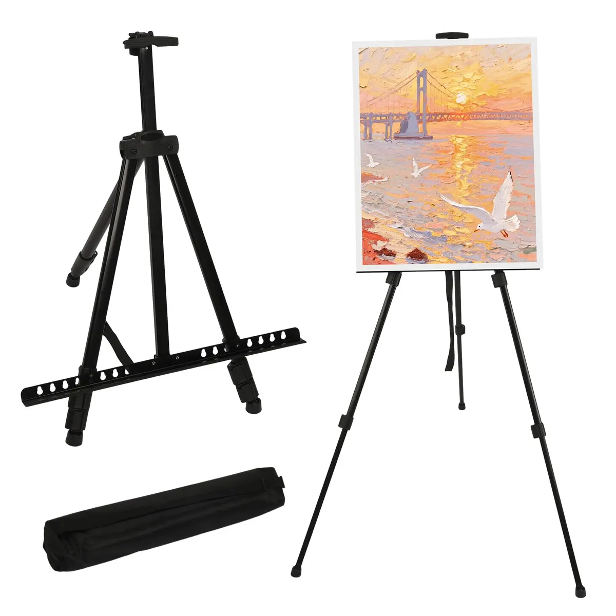 Cavalete Para Pintura Portátil Ajustável com Tripé, Design Dobrável, Adequado Para Artistas, Estúdios, Escolas e Organizadores de Exposições - 1