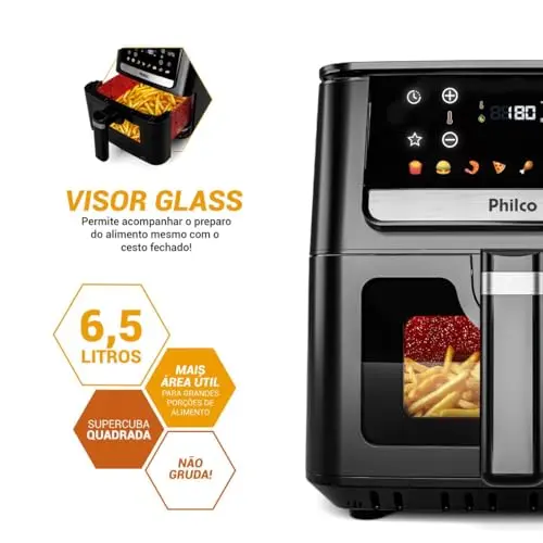 Philco Air Fryer 6,5L Visor Glass 1700W PAF65 220V thumbnail 5