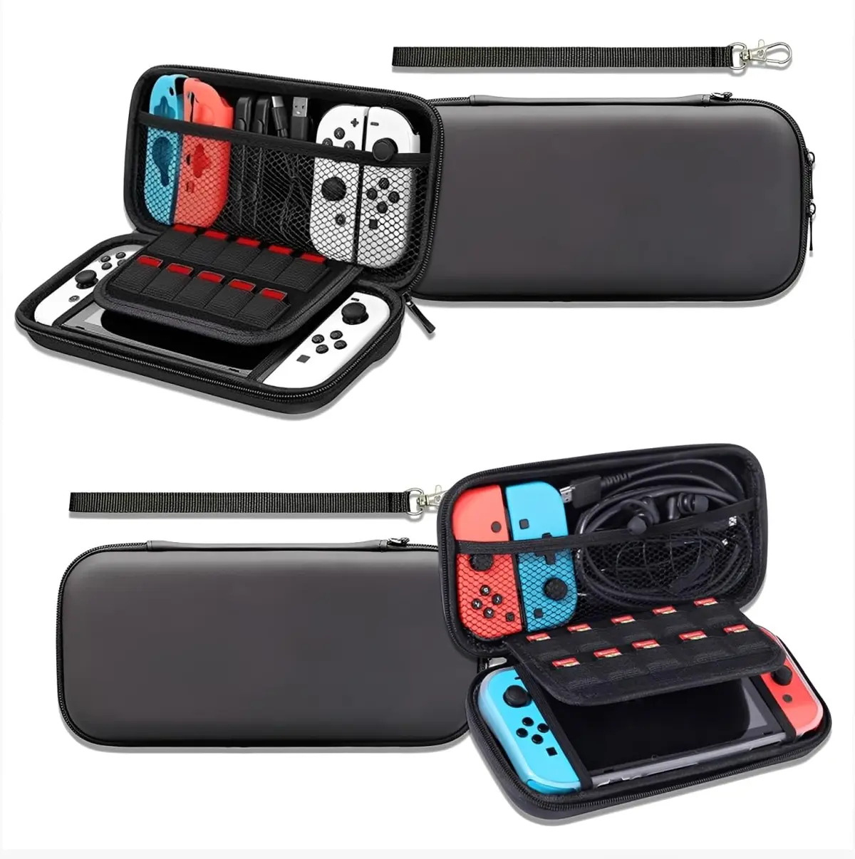 Bolsa Estojo Case Protetora Rigida Protetora Viagem Preta Com Compartimentos Para Jogos e Acessorios Compativel Com Nintendo Switch e OLED