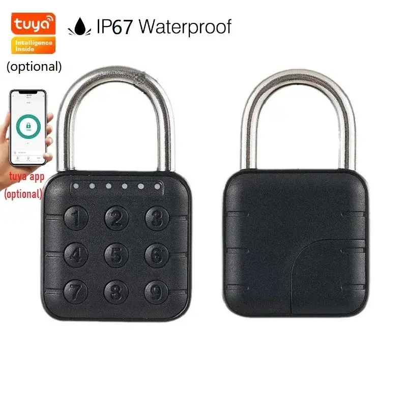 Egfirtor tuya casa inteligente cadeado digital biométrico ip67 à prova dip67 água fechadura da porta inteligente armário ginásio guarda-roupa porta bloqueio de senha - 1