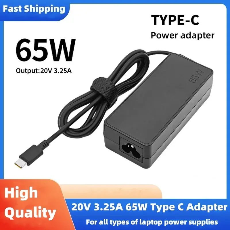 65w 20v 3.25a usb tipo-c adaptador de alimentação para laptop carregador ac para lenovo thinkpad x1 carbono yoga x270 x280 t580 p51 p52s e480 e470