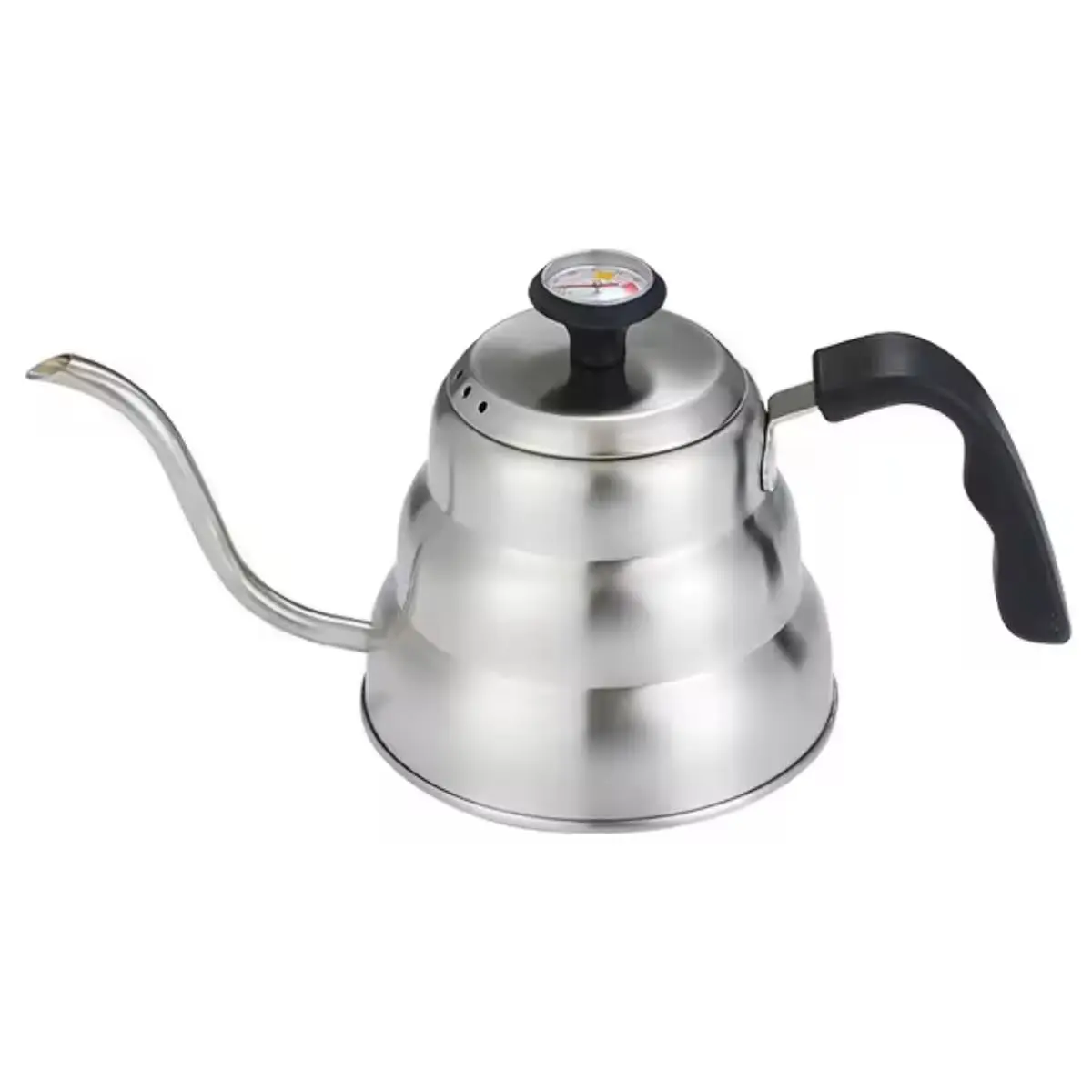 Chaleira Bico de Ganso 1 Litro com Termômetro Integrado – Aço Inox ou Preta Fosca – Ideal para Café Coado, Hario V60, Chemex e Métodos de Infusão (Inox)