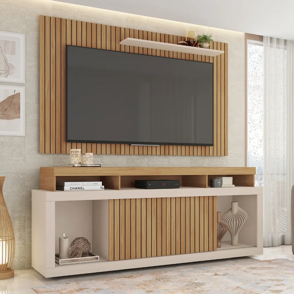 Rack Com Painel Para TV até 65 Polegadas Life Marrom Caemmun - 1