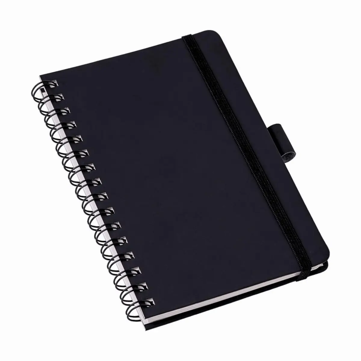 Caderno Com Pauta Wire-o A5 Caderneta 80 Folhas 14x21 Capa Dura com Elástico Preto