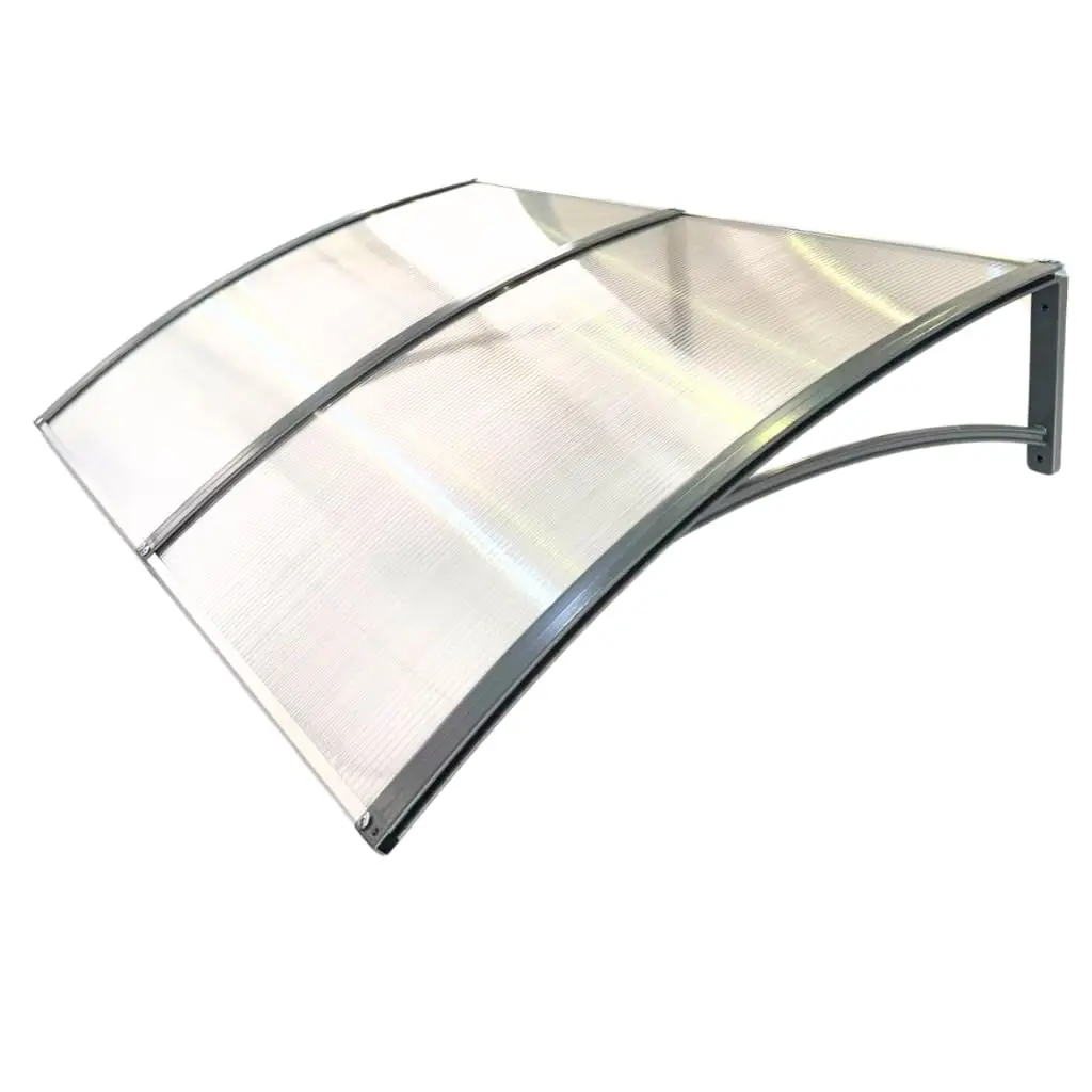 Toldo Policarbonato 100 a 200x70cm Alta Resistência, Proteção UV area externa portas e janelas(Cinza c/translucido,200x70cm) - 1