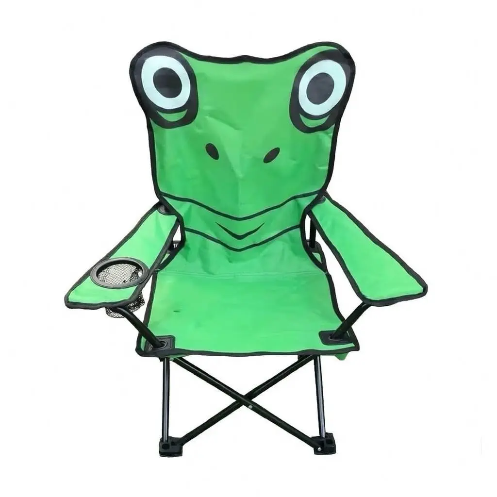 Cadeira Infantil Dobrável Sapo | Praia, Camping, Quintal ou Quarto, Suporte para Copo, Leve e Portátil, Fofa