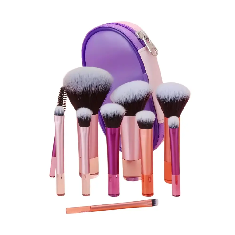 Kit 10 Pincéis de Maquiagem com Estojo Cerdas Sintéticas Macias, Portátil e Completo para Base, Pó, Blush, Corretivo e Sombras – Travel Size Ideal para Presente, Uso Diário e Adolescentes - 1