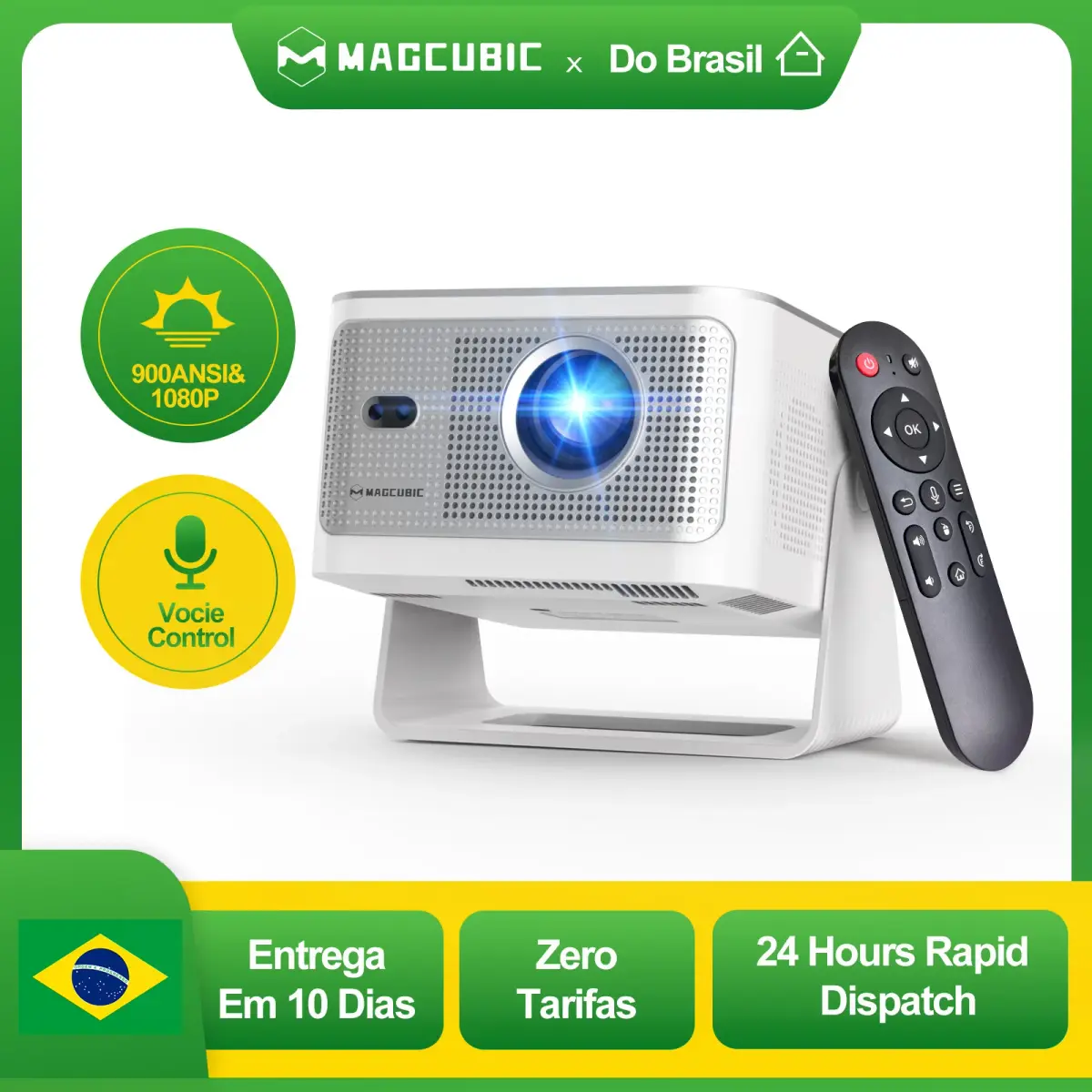 Projetor de Vídeo Magcubic HY350Max com Controle por Voz, 900 ANSI, Foco Automático, 8K Nativo, 1080P, Android 14, Wifi 6, BT 5.4, Projetor de Filmes