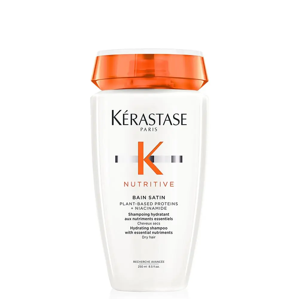 Kérastase Nutritive Bain Satin, Shampoo Hidratante para Cabelos Secos, Nutrição Intensa, Brilho, Maciez, Fortalecimento e Revitalização da Fibra Capilar, 250ml