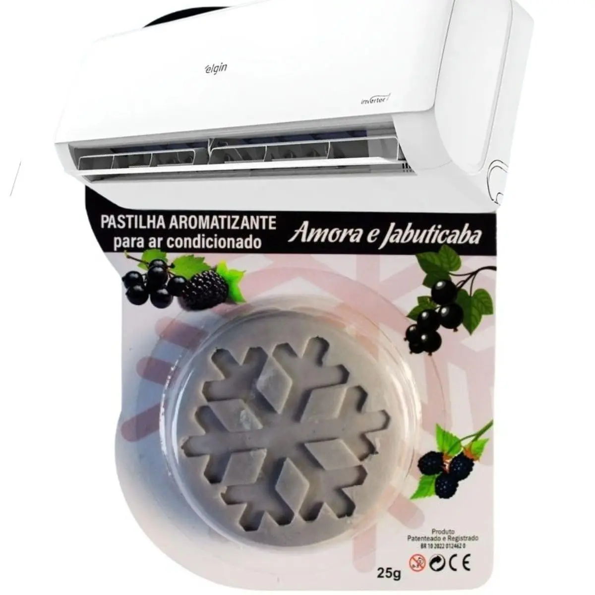 Pastilha Bactericida Aromatizante para Ar Condicionado Split – AROMA AMORA E JABUTICABA (25g) Higienizadora Ação neutralizadora de odores Aroma contínuo ELIMINA MAU CHEIRO - 1